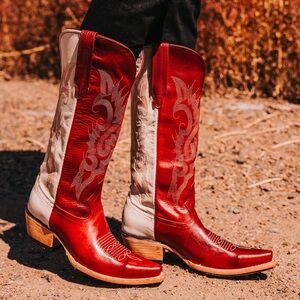 Size 10 Freebird Red and Cream Cowboy Boots